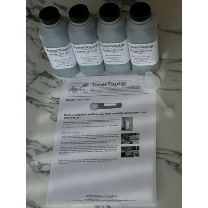 Four Bottles of Compatible Toner Refill Okilaser 1200 Okipage 16 52109201 B0052E