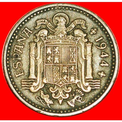 GENERALISSIMO FRANCO (1936-1975)★ SPAIN★ 1 PESETA 1944 LOW START ★ NO RESERVE!!!