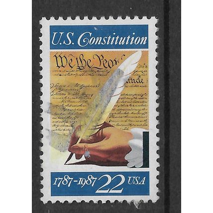 USA 1987 BICT CONSTITUTION 22c HAND HOLDING QUILL PEN SG 2320 FINE USED