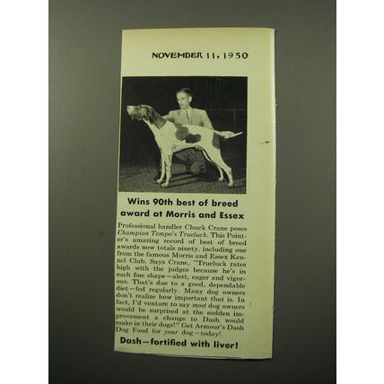 1950 Armour and Company Dash Dog Food Ad - Wins 90th best of breed award