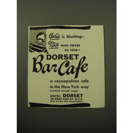 1950 Hotel Dorset Bar Cafe Advertisement - Paris is blushing