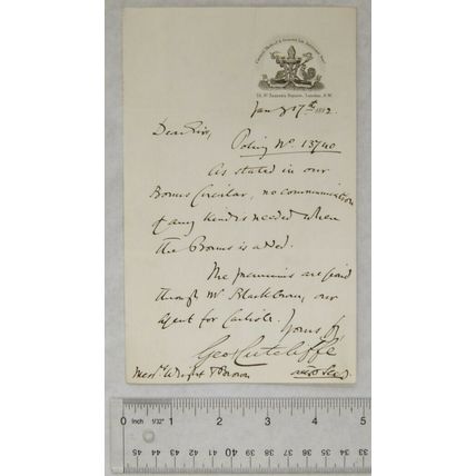 1882 letter Clerical Medical & General Life Assurance, London re Barbara Nixon