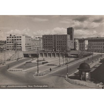 Bus Stop Arne Garborgs Plass Oslo Old Norway Real Photo Postcard