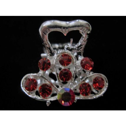 small mini silver metal hair claw clip with crystals bridal clip