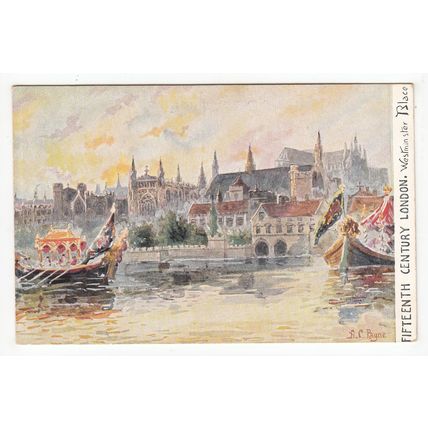 Westminster Palace 15th Century London Art Postcard A C Payne Hildesheimer