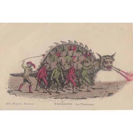 Tarascon La Tarasque French Monster Dragon Mythology Old Postcard
