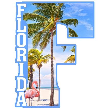 Florida with Flamingo Capital F Collage Design Fridge Magnet