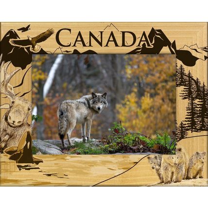 Canada Wildlife Laser Engraved Wood Picture Frame Landscape (5 x 7)