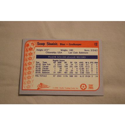 Scoop Stanisic 1990/91 Pacifc MSL NO. 12
