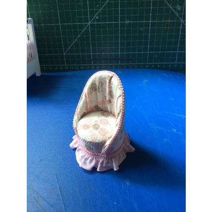 Dressed Cot, Chair & Rocking Horse Pink Nursery Set 1:12th Dolls House Miniature