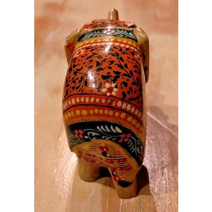 Hand Painted Carved Stone 2.5" Elephant Animal Sculpture India Souvenir