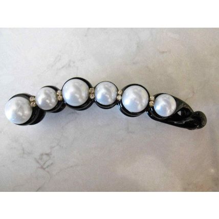 Slim pearl and crystal banana hair claw clamp clip