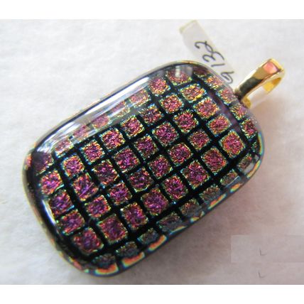 Dichroic Multicolor Fused Glass Pendant with gold bale, id:g132