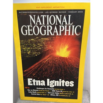National Geographic Magazine February 2002 Etna Ignites Vintage Collectable .