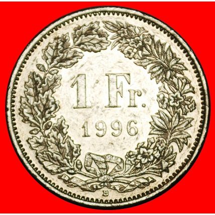 Ⰶ EXTRA STAR (1850-2024): SWITZERLAND ★ 1 FRANC 1996B! 1+B!★LOW START★NO RESERVE
