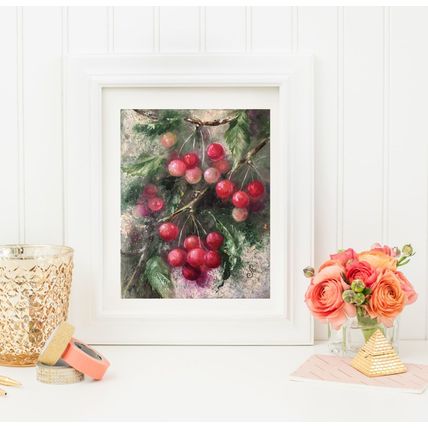 Still Life Berries Painting Cherry Art