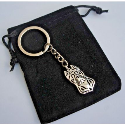CANE CORSO SILVER METAL KEY RING IN VELVET GIFT BAG
