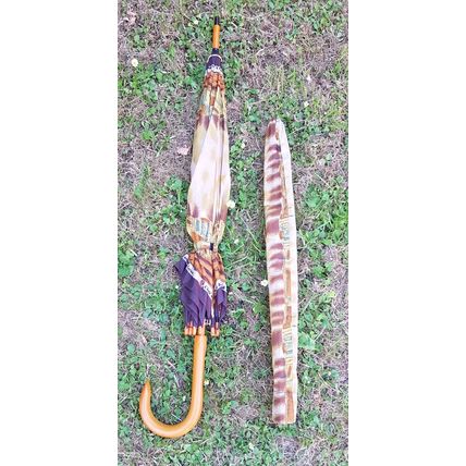 Umbrella Vintage wooden Automatic Rain Umbrella with sleeve, chete & laroche