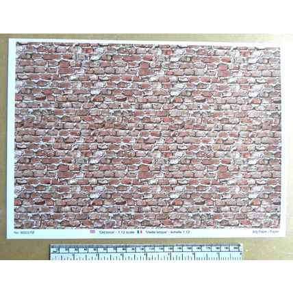 Papier pour maison de poupées 'Vieille brique' échelle 1:12 - Feuille A4