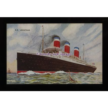 LS1484 - United States Lines Liner - Leviathan - postcard - artist John Fry