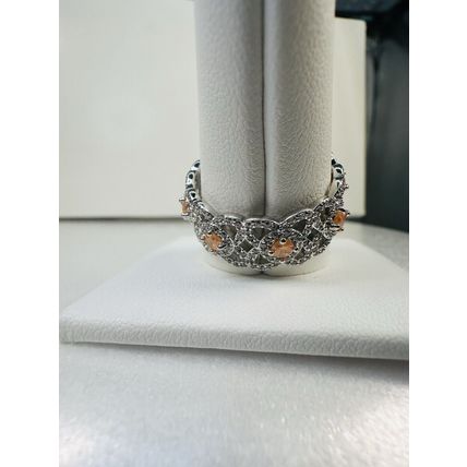 Ring Bomb Party Sz10 RBP Full Wrap Orange Ice Crystal Gems Rhodium Pl Jewelry