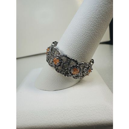 Ring Bomb Party Sz10 RBP Full Wrap Orange Ice Crystal Gems Rhodium Pl Jewelry