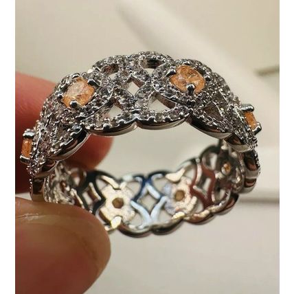 Ring Bomb Party Sz10 RBP Full Wrap Orange Ice Crystal Gems Rhodium Pl Jewelry