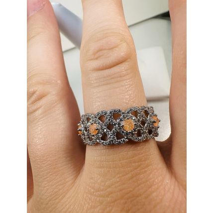 Ring Bomb Party Sz10 RBP Full Wrap Orange Ice Crystal Gems Rhodium Pl Jewelry