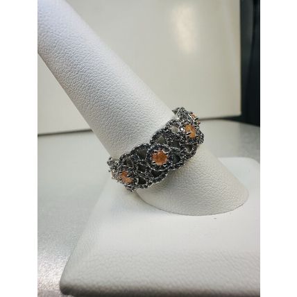 Ring Bomb Party Sz10 RBP Full Wrap Orange Ice Crystal Gems Rhodium Pl Jewelry