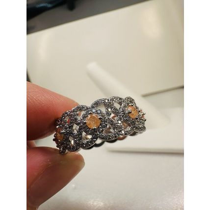 Ring Bomb Party Sz10 RBP Full Wrap Orange Ice Crystal Gems Rhodium Pl Jewelry