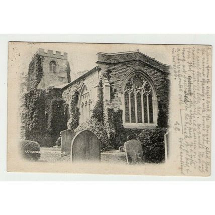 POSTCARD WARDEN Church Bedfordshire with Boston 1905 LONDON Postmark