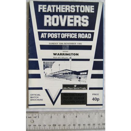 1985 programme Featherstone Rovers v. Warrington