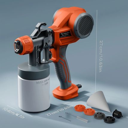 Tilswall HVLP Electric Paint Sprayer – Alien 500 Spray Gun with 4 Nozzles & 3