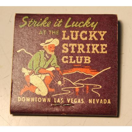 VINTAGE Las Vegas MATCH BOOK Casino Advertising STRIKE IT LUCKY CLUB Gambling