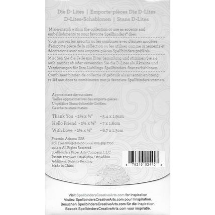 Spellbinders. Sentiments 2 Die Set. Die Cutting Cardmaking Scrapbooking Crafts