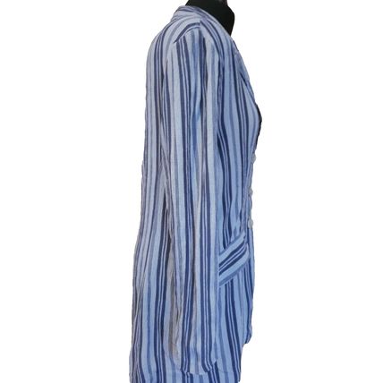 Luisa Calvino Jacket Collezione Blue Grey Stripes Vintage Blazer 10 UK