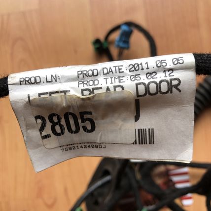 Land Rover LR2 2008-2012 Left Rear Door WIRING HARNESS 7G92-14240 OEM