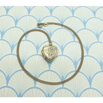 Vintage American Double 10ct Yellow Rolled Gold Heart Locket Pendant Necklace