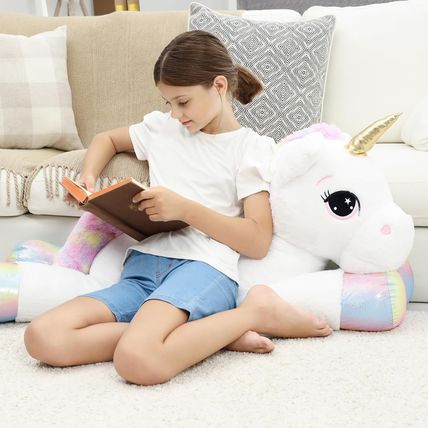 44 Inch Giant Unicorn Stuffed Animal Pillow, Cute Soft Big Unicorn with Rainbow