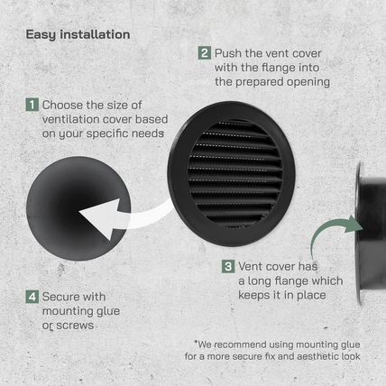 Vent Systems 4'' Inch - Pack of 5 - Black Soffit Vent Cover - round Intake or Ex