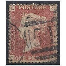 1858 SG43 1d Red Plate 202 Good/Fine Used Check Letters "CE".