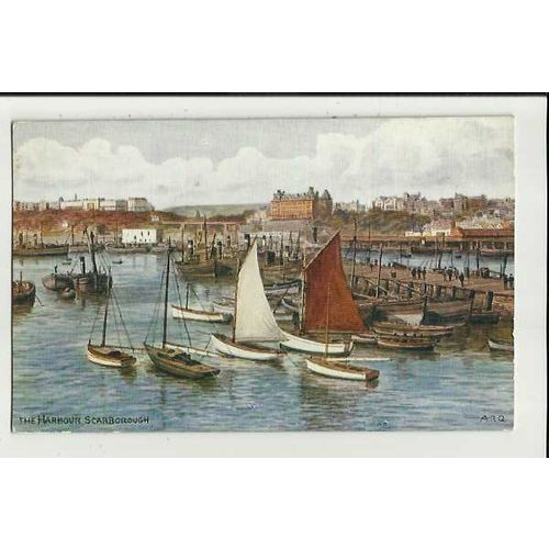Yorkshire SCARBOROUGH Harbour Salmon Art Postcard by ARQ (*3171)