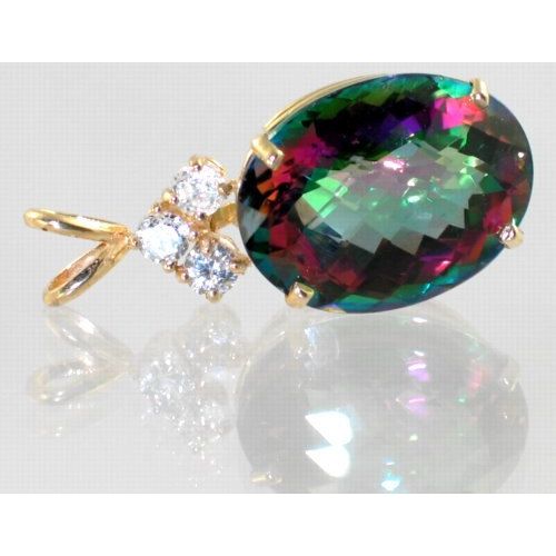 Mystic Fire Topaz, 14KY Gold, P016