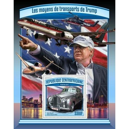 CENTRAL AFRICA 2017 SHEET MNH TRANSPORTS OF DONALD TRUMP PRESIDENTS 1A