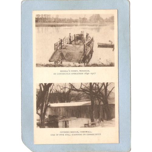 CT Dual View Covered Bridge Postcard Bridge In Cornwall & Bissell's Ferry ~40