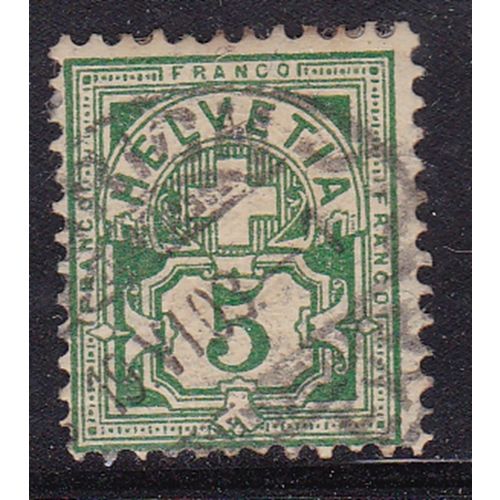 SWITZERLAND 1882 5c GREEN USED SG196a