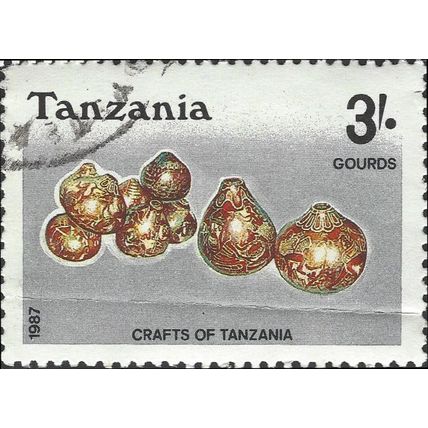 TANZANIA, Decorated gourds, grey 1987, 3/-, #2