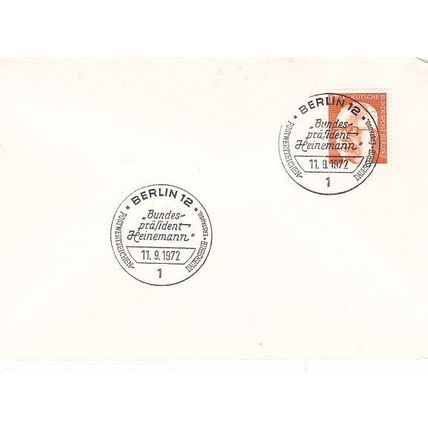 Berlin 1972 President Heinemann 170pf postcard FDI Berlin special cancel VGC