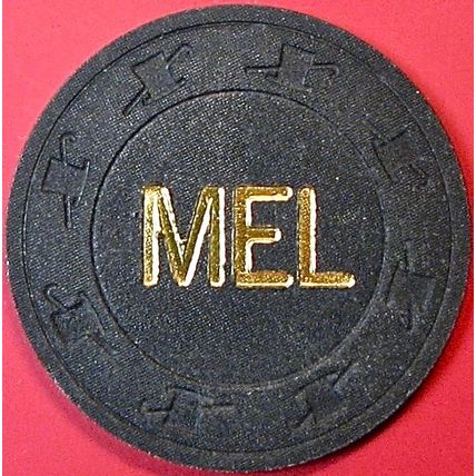 MEL Card Room. $100 Vintage Casino Chip. San Rafael, CA. Q17.