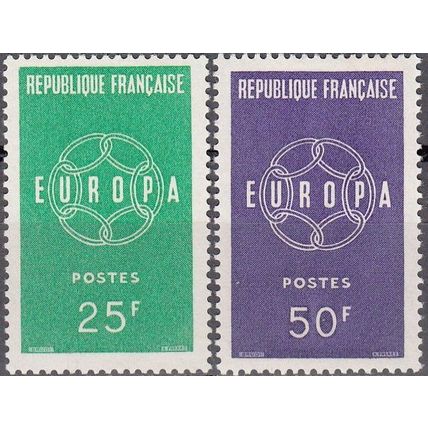 France 1959 Michel 1262 - 1263 Neuf ** Cote (2008) 3.00 € Europa CEPT Chaine